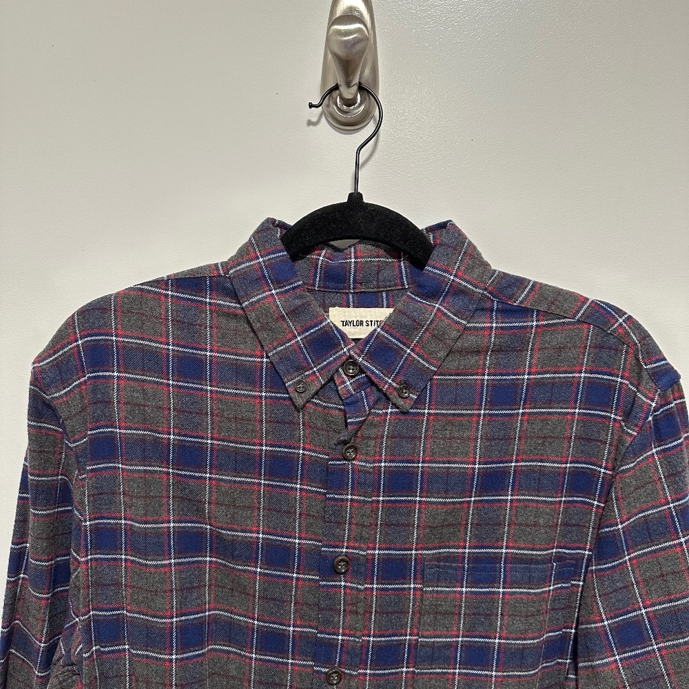 Taylor Stitch: The Jack in Brushed Grey Plaid (M, size 40) LIKE-NEW